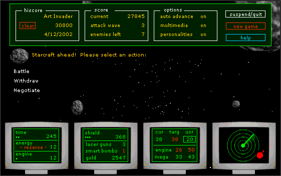 Screenshot of StarWhiz game